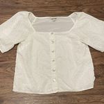 A New Day Short Sleeve Eyelet Button Detail Top White Size Small Photo 0