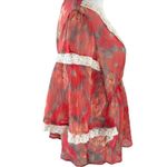 Free People Bohemian Retro 70s Sheer Floral Lace Kimono Top Size XS Summer Photo 7