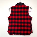 Woolrich Vintage Woman M Reversible Vest Red Buffalo Plaid Wool Puffer Black Photo 3