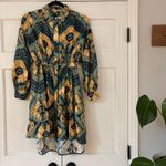 Ulla Johnson Jude Green Constellation Shirt Dress Size 0 Shibori Silk Tie Waist Photo 4
