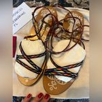 Valentino Garavani  Santeria Native Ankle Wrap Flat Sandals in Multicolor Size 39 Photo 3