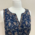 Market & Spruce Navy Floral Dress with Orange Embroidery Size Medium Photo 6