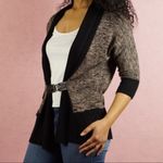 Color Block Belted Drape Collar Cardigan Sweater Brown Size undefined Photo 2