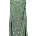 Anthropologie NWT The Fleur Strapless Sequin Satin Maxi Slip Dress Green Large Photo 0