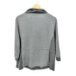 Chico's Jacket Womens 2 Large Gray Striped Full Zip Cowl Neck Pockets Drawstring Photo 3