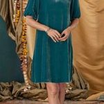Sundance  Etienne Crushed Velvet Short Sleeve Dress Blue Size Large Photo 1