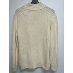 Lands' End  Women Cable Knit Sweater Size L Cream Ivory 1/4 Zip Pullover Mock Neck Photo 2