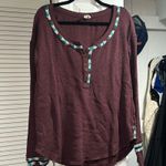 We The Free Wine Rainbow Knit Blouse Top Long Sleeve Thin Sweater large Photo 1