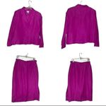 I.S.C. Petite Fuchsia Skirt Suit Silk Linen Embroidered Straight Skirt Size PL Pink Photo 7