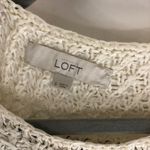 Loft Ann Taylor Sweater Boxy Chunky Knit Metallic Fringe Short Sleeve Ivory S Photo 2