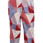 Monki Patchwork Pants Red Blue Slim Fit Cottage Craft Boho Size 42 (EU) 10 (US) Photo 2