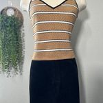 St. John  Sport Brown & White Striped Knit Tank Top Y2K Neutral Tone Size Small Photo 6