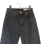 ASOS  Black Cotton Blend Raw Hem Wide Leg Denim Jeans Women Sz 4 Photo 2