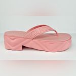 Gucci  Platform Thong Pink Rubber Women Logo Chevron Comfort Sandals Size EU 39 Photo 9