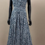 Grace Dresses Boho India Cotton Smocked Maxi Dress Blue White L Vintage Y2K Size 12 Photo 0