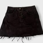 We The Free Black A-Line Distressed Denim Mini Skirt Photo 1