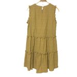 Carly Jean Los Angeles Mustard Yellow Sleeveless Ruffle Trim Tiered Shift Dress Photo 1