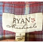 Ryan Michael Mini Dress Plaid Tabbed Sleeve Red Blue Small 100% Cotton Western Photo 5