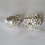 Vintage Retro Silver Half Hoop Clip On Statement Earrings Costume Jewelry Photo 2