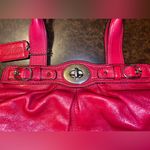 Coach Hot Pink Leather Garnet Turnlock Purse Tote Bag Photo 5