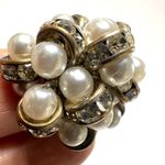 Faux pearl rhinestone cluster ring Photo 3