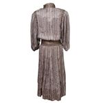 Vintage Diane Freis Original Silk Maxi Dress Belted Bow Neck Size Small NWT Brown Photo 3
