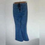 SheIn Extreme Flare Bell Bottom Jeans Corset Lace Tie Sz 28x32 EUC 0196 Photo 3