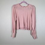 Free People  Pink Puff Shoulder Long Sleeve Sweater Womens S Boho Casual Photo 11