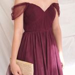 Bariano Australia Odette Tulle Midi Dress Wine Off Shoulder Sweetheart Photo 3