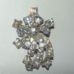 Vintage Silver Tone Shooting Star CZ Rhinestone Brooch Shoulder Pin Photo 0