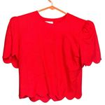 Richard Warren vintage Scoop Neck Red scalloped hem button down back Blazer 4 #7 Photo 0