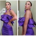 ZARA  Ruffled Ruffle‎ Metallic Thread Mini Cocktail Dress in Purple Size Small Photo 5