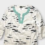 Talbots Linen beaded white and blue fish print Mini dress Size S Photo 6