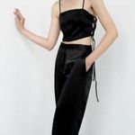 ZARA NEW SATIN-FINISH TOP WITH BOWS BLACK WOMENS SIZE M Photo 8