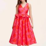 Kate Spade  X Target‎ Classic Rose Peplum 0 Red Pink Midi Dress Photo 2