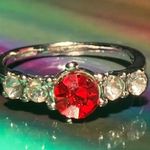 Boutique July Ruby Red Ring Sterling Silver Shine Bedazzled Gemstone Tiara Crystal Y2K Photo 8