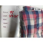 Holding Horses  Anthropologie Tunic Top 4 Blue Pink Plaid Roll Tab Sleeve Cottage Photo 3