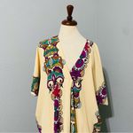 ZARA  Multicolored V-Neck Tunic Short Sleeves Midi Summer Beach Dress Size XL Photo 4