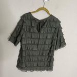 Anthropologie  Vanessa Virginia Olive Green Ruffle Blouse XS Photo 5