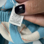 Christopher & Banks NWT  Cotton Cardigan Medium Blue White Long Sleeves Diamond Photo 5