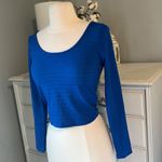 Material Girl Material Girls Top Royal Blue Crop Womens XS Long Sleeve Photo 2