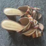 Nine West  Byron Striped Bow Block Heeled Slide On Sandal Open Toe 9M Photo 2