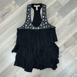 American Rag  Y2K Tiered Ruffle Crystal Racerback Tank Top Shirt Black Medium Photo 6