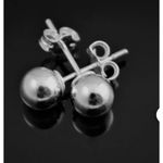 Boutique NEW Rhodium 925 Sterling Silver Ball Stud Earrings Classic Round‎ Sphere, 6mm Photo 14
