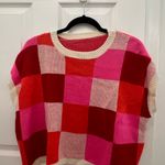 Colorful Checkered Knit Top Red Size undefined Photo 3
