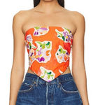 Rays for Days Ivy Top‎ Medium Tropical Hawaii Spring Summer Floral Maximalist Orange Photo 0