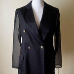 Vintage Bloomingdales Black Double Breasted Blazer Sheer Sleeves Gold Buttons 10 Photo 7
