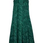 Garnet Hill Womens Cotton Gauze Maxi Dress XS Green Leafs Long Swim Cover Photo 1
