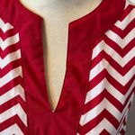 Mud Pie  red and white‎ chevron dress women's size medium dress missing belt Photo 2