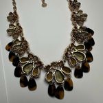 Talbots  Multi Color Rhinestone Faux Tortoise Gold Tone Statement Necklace Signed Photo 8